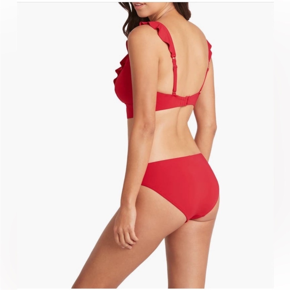 Vibrant Red Ruffle Bikini Top and Bottom - Picture 9 of 9